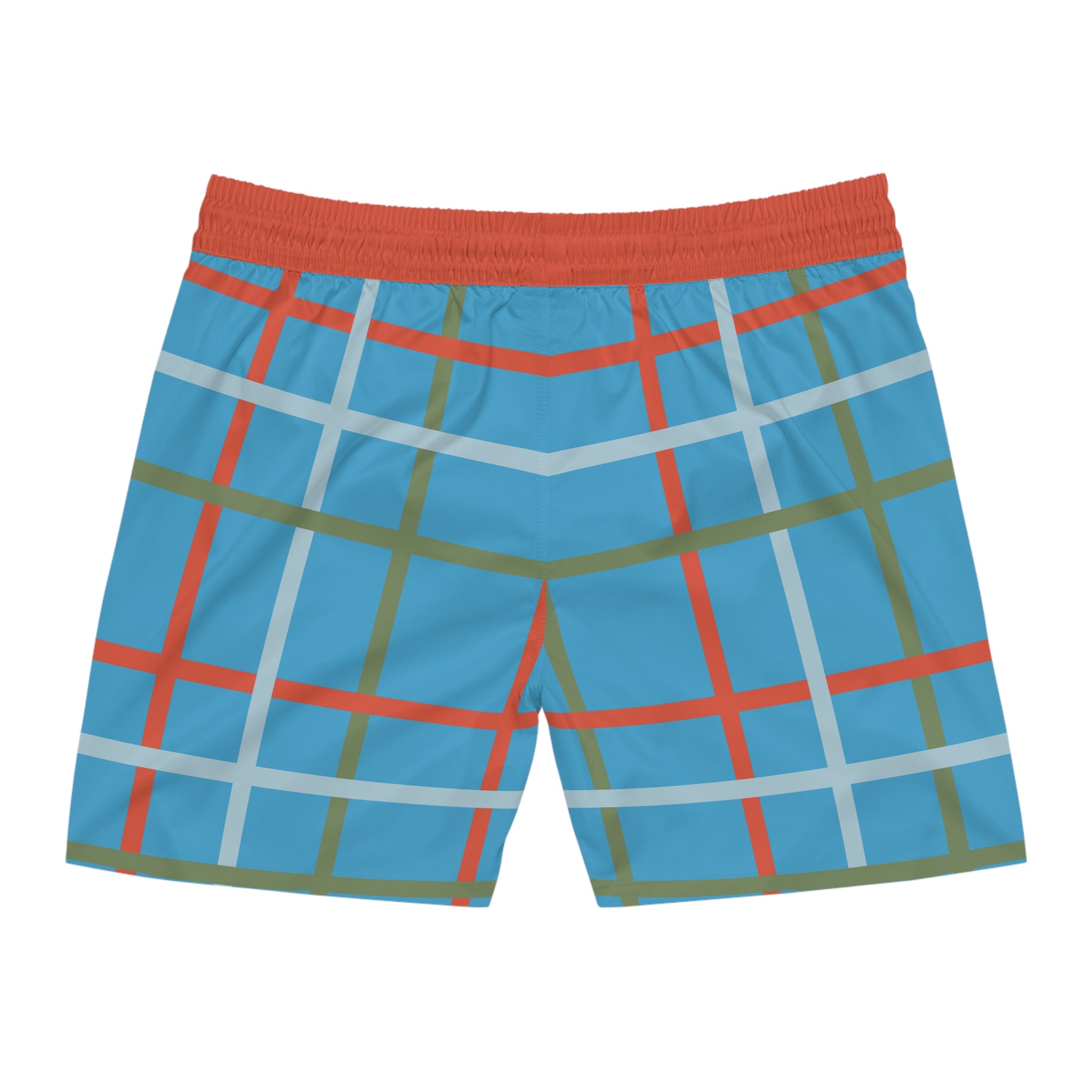 Mens Blue Plaid Swim Shorts